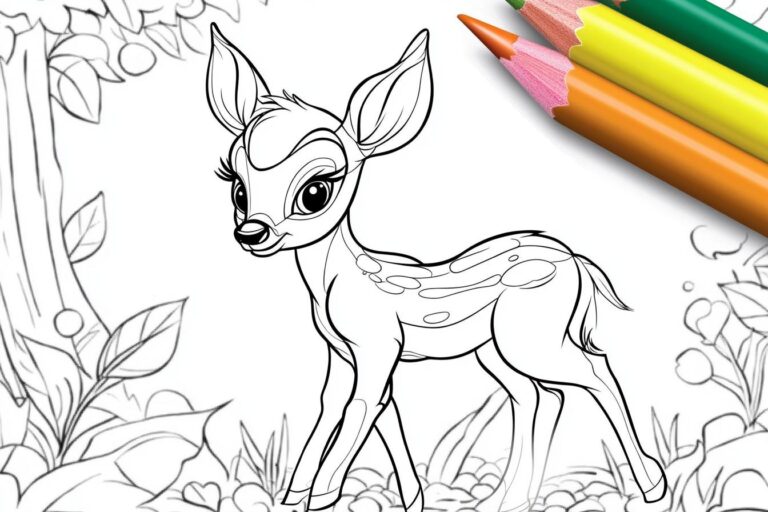 Bambi Da Colorare : Colorare con Bambi: Divertimento e Creatività per Bambini