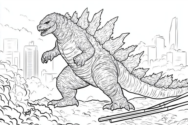 Godzilla Da Colorare : Colora il Re dei Mostri